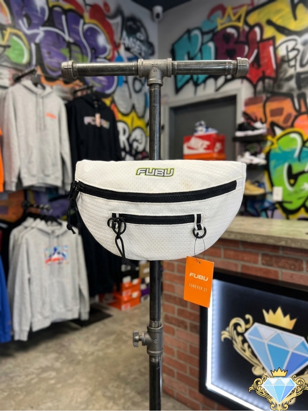 FUBU x Forever 21 Unisex White Crossbody Fanny Pack Bag NWT Streetwear